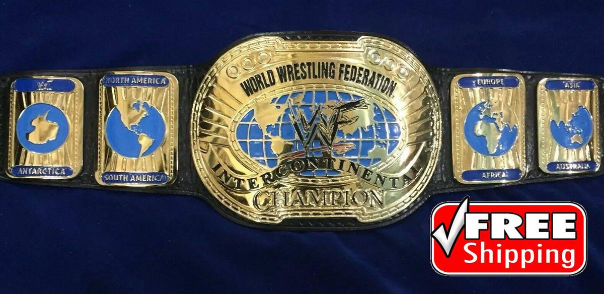 WWF INTERCONTINENTAL OVAL 24K GOLD Championship Belt - Zees Belts