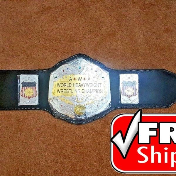 AWA WORLD TAG TEAM BRASS METAL Championship Belt